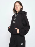 Black Eclipse Relaxed Hoodie, on the model