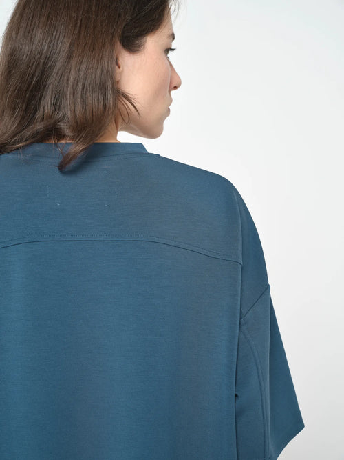 Dark denim Lunar Signature Tee, on the model