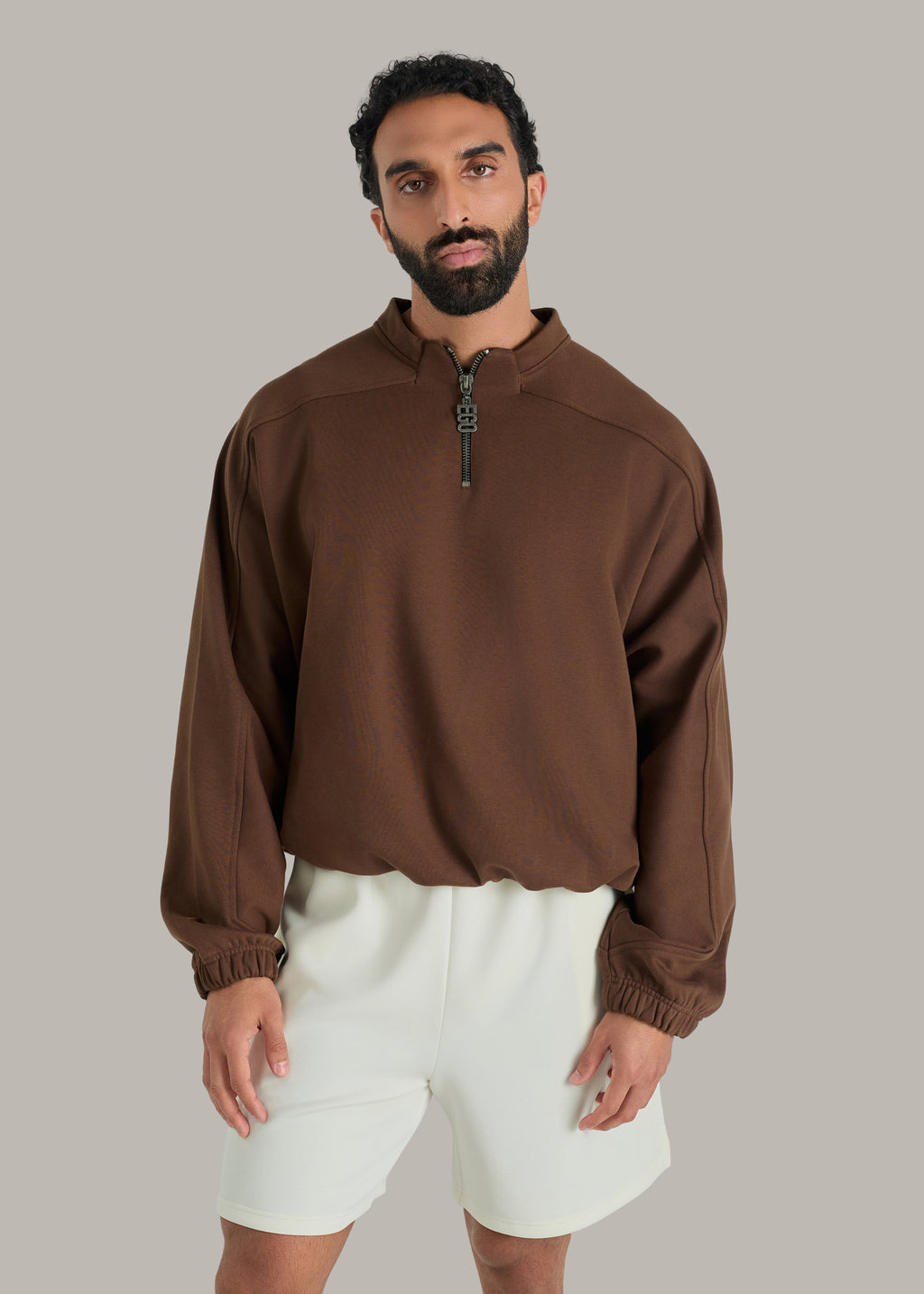 Oversized Quarter-Zip Fleece Sweatshirt