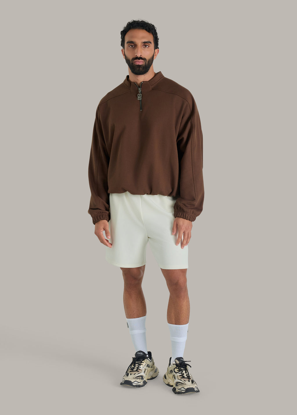 Oversized Quarter-Zip Fleece Sweatshirt