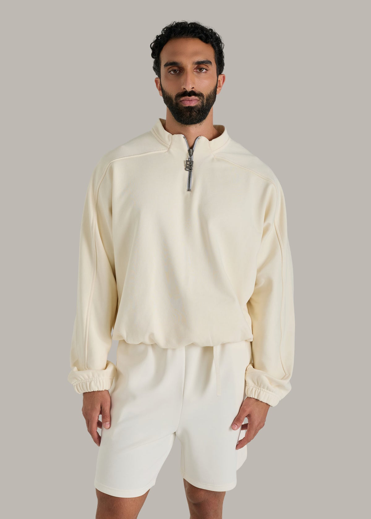 Oversized Quarter-Zip Fleece Sweatshirt