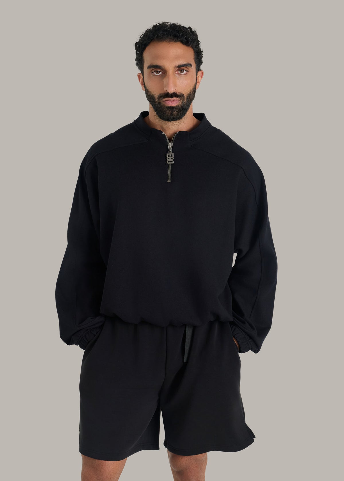 Oversized Quarter-Zip Fleece Sweatshirt