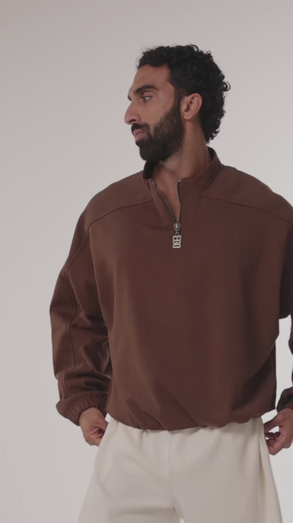 Oversized Quarter-Zip Fleece Sweatshirt